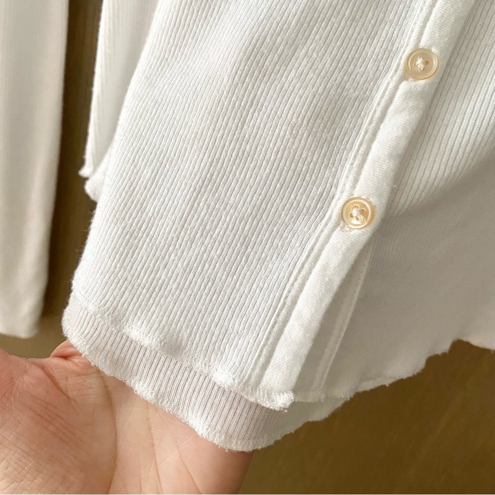 Aritzia wilfred oceane long sleeve ribbed shirt white - Picture 3 of 7